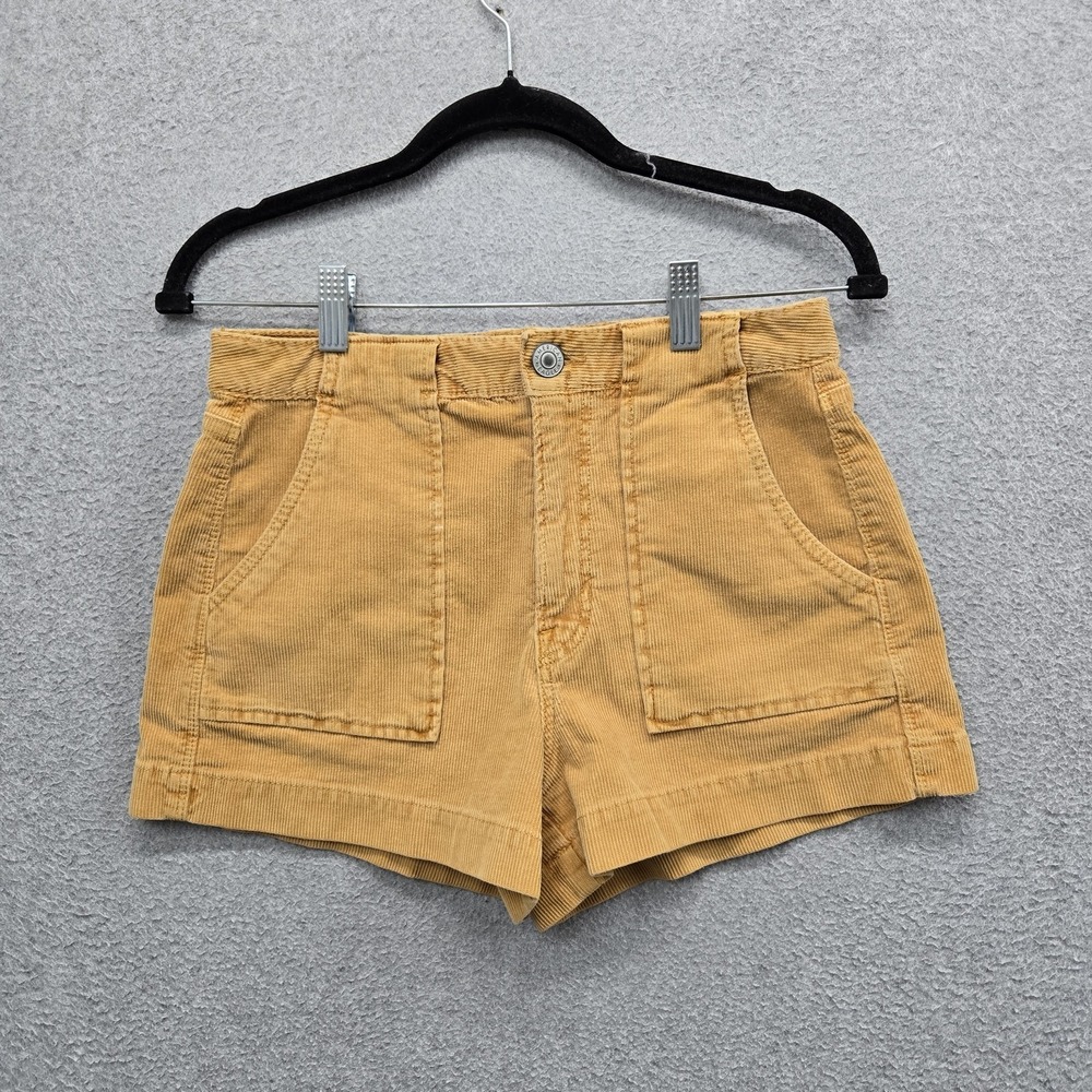 American Eagle Women Shorts US 2 Yellow Corduroy Button 2.5" Inseam